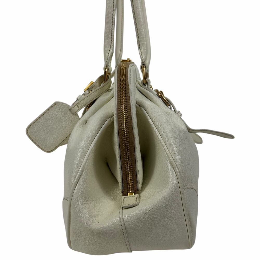 Prada Cinghiale Leather Frame Large Shoulder Bag Bianco White - Picture 8 of 16
